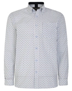 KAM Long Sleeve Dobby Print Shirt White